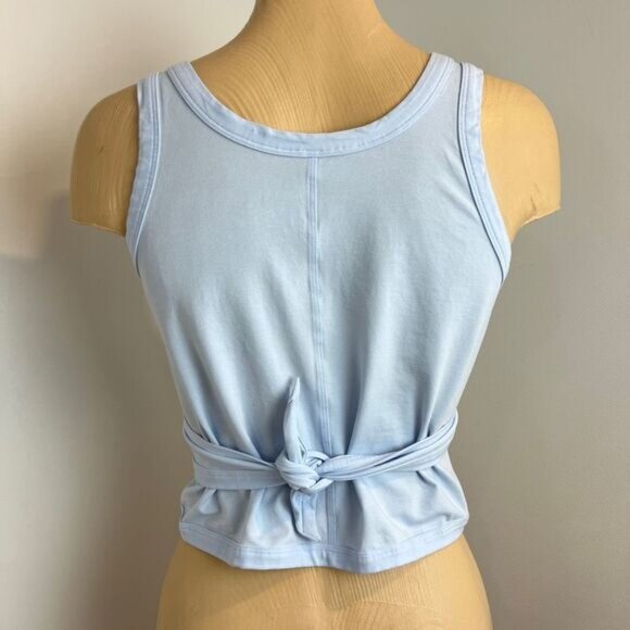 Lululemon Athletica Women's Large Blue Wrap Sleeveless Cropped Lounge Top Tank - Picture 4 of 12